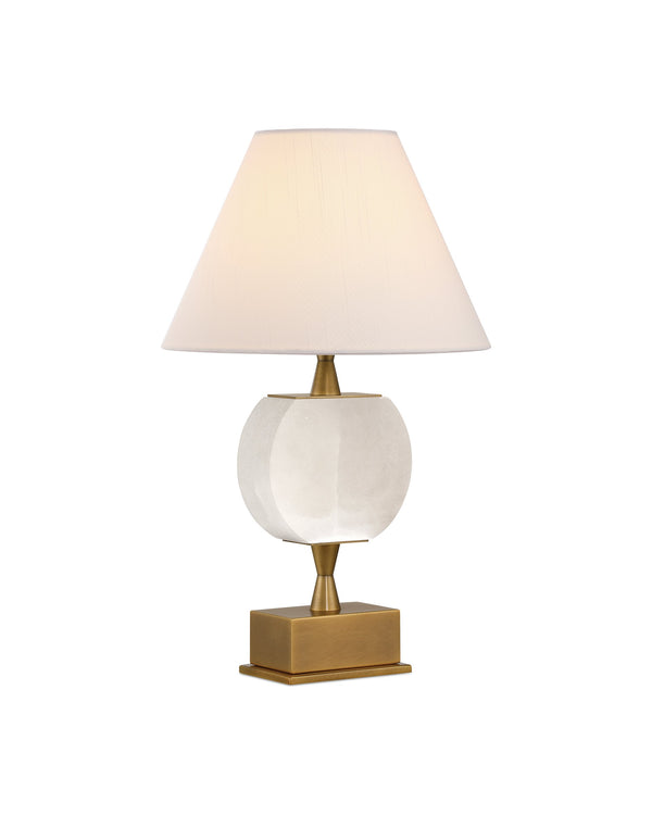 Currey & Company Meandro Cordless Alabaster Table Lamp Gold Sculptural Frame for Nightstand or Console 6700-0022
