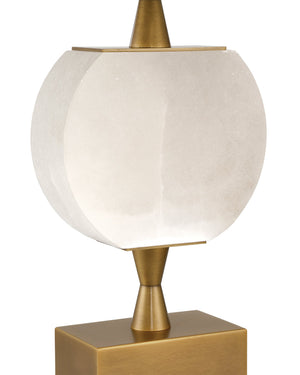 Currey & Company Meandro Cordless Alabaster Table Lamp Gold Sculptural Frame for Nightstand or Console 6700-0022