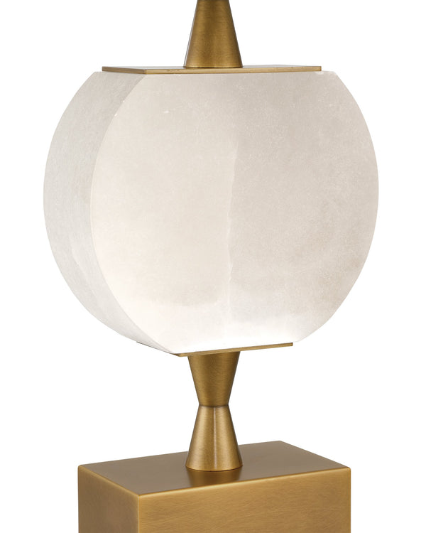 Currey & Company Meandro Cordless Alabaster Table Lamp Gold Sculptural Frame for Nightstand or Console 6700-0022