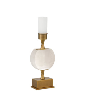 Currey & Company Meandro Cordless Alabaster Table Lamp Gold Sculptural Frame for Nightstand or Console 6700-0022