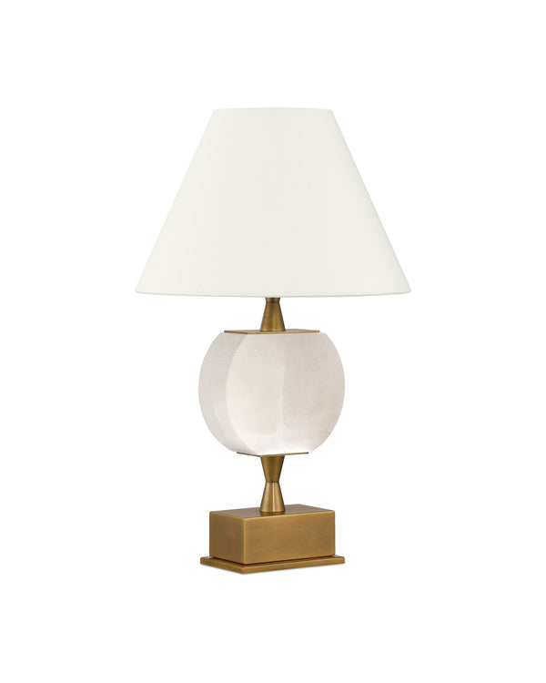 Currey & Company Meandro Cordless Alabaster Table Lamp Gold Sculptural Frame for Nightstand or Console 6700-0022