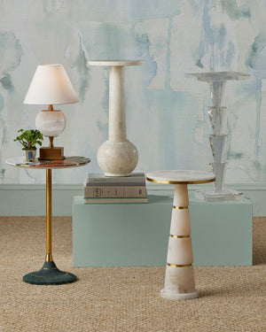 Currey & Company Meandro Cordless Alabaster Table Lamp Gold Sculptural Frame for Nightstand or Console 6700-0022