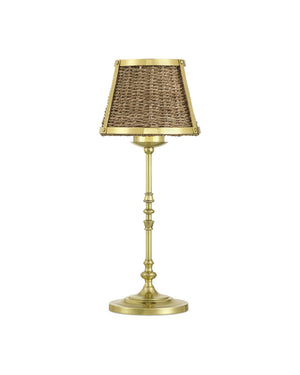 Currey & Company Deauville Cordless Seagrass Table Lamp Handwoven Brass Frame Rechargeable Bedside Light 6700-0023