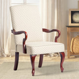 Comfort Pointe Derby Beige Gooseneck Arm Chair Cherry Finish