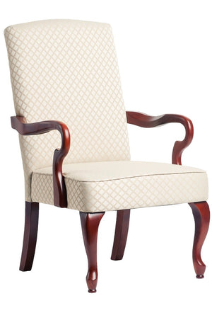 Comfort Pointe Derby Beige Gooseneck Arm Chair Cherry Finish