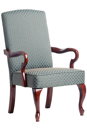 Comfort Pointe Derby Blue Gooseneck Arm Chair Cherry Finish