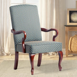 Comfort Pointe Derby Blue Gooseneck Arm Chair Cherry Finish