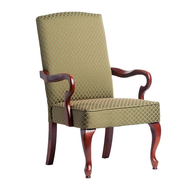 Comfort Pointe Derby Green Gooseneck Arm Chair Cherry Finish