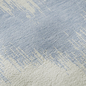 HomeRoots 8' Sky Blue & Ivory Chevron Round Rug - Stylish, Washable, UV-Protected for Indoor & Outdoor Use 670000