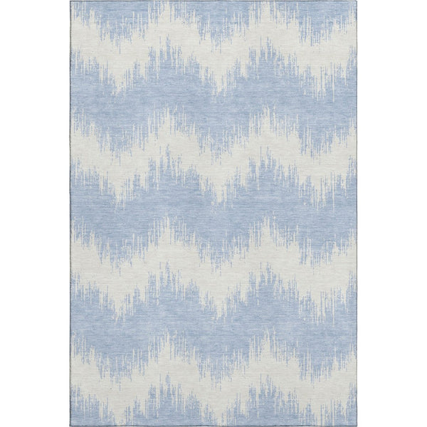 HomeRoots 10' Sky Blue & Ivory Chevron Area Rug - UV Protected, Washable, Durable Design for Modern Spaces 670003
