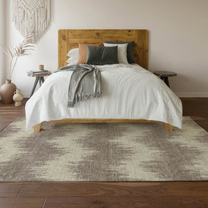 HomeRoots 10' X 14' Stylish Taupe & Beige Chevron Area Rug - Washable, UV Protected, Durable for Pets & Kids 670009