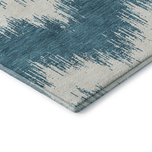 HomeRoots 8' Teal And Ivory Chevron Round Rug - Washable, UV-Protected, Stain-Resistant for Stylish Spaces! 670012