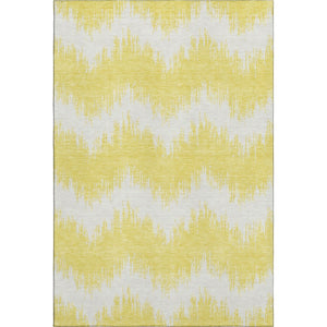 HomeRoots 9' X 12' Vibrant Yellow & Beige Chevron Area Rug - Washable, UV-Protected, Durable & Stylish Design 670020