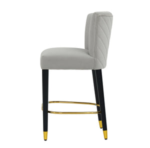 English Elm Christopher Knight Home® - 27inch-counterstool, modern rubberwood frame with light fabric upholstery, gold circular footrest accent Grey N780P224409G