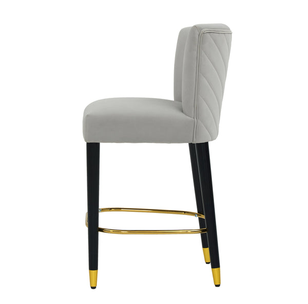 English Elm Christopher Knight Home® - 27inch-counterstool, modern rubberwood frame with light fabric upholstery, gold circular footrest accent Grey N780P224409G