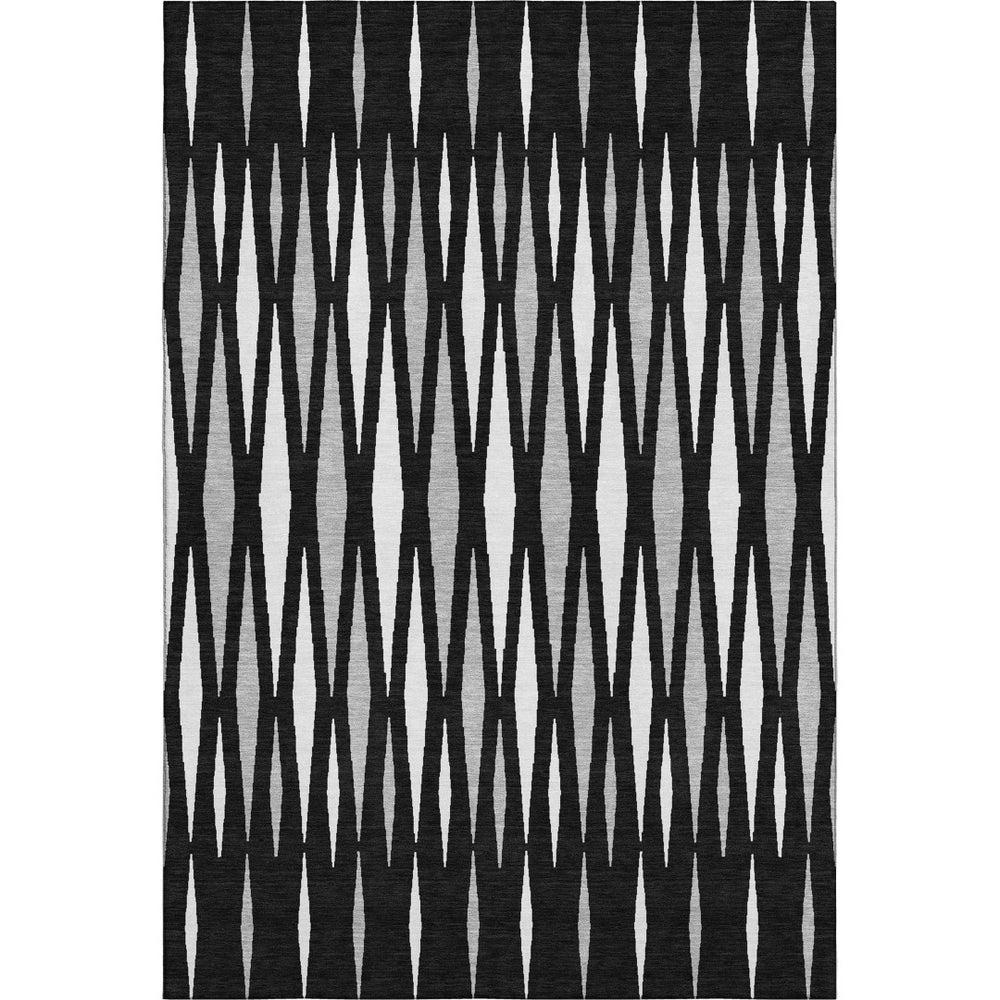 HomeRoots 10' X 14' Geometric Area Rug in Black, Ivory, and Gray – Washable, UV-Protected, Stain-Resistant Design 670027