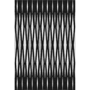 HomeRoots 10' X 14' Geometric Area Rug in Black, Ivory, and Gray – Washable, UV-Protected, Stain-Resistant Design 670027