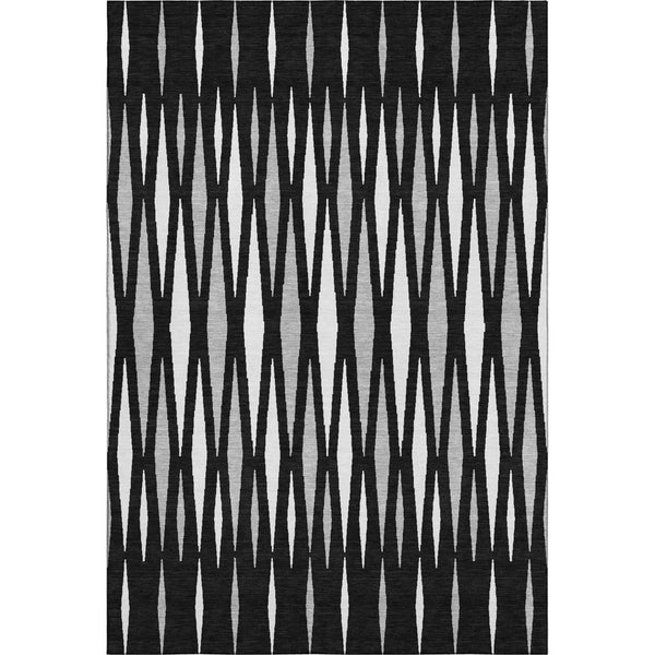 HomeRoots 10' X 14' Geometric Area Rug in Black, Ivory, and Gray – Washable, UV-Protected, Stain-Resistant Design 670027