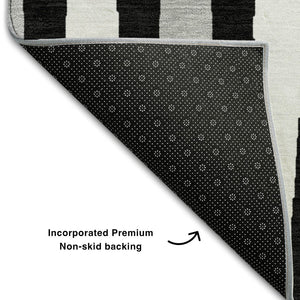 HomeRoots 10' X 14' Geometric Area Rug in Black, Ivory, and Gray – Washable, UV-Protected, Stain-Resistant Design 670027