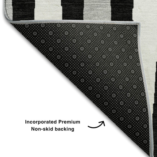 HomeRoots 10' X 14' Geometric Area Rug in Black, Ivory, and Gray – Washable, UV-Protected, Stain-Resistant Design 670027