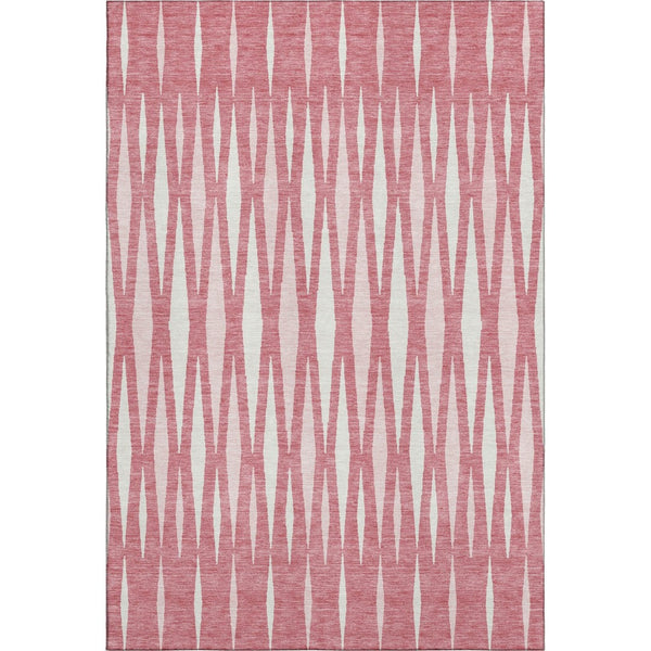 HomeRoots 5' x 8' Stylish Blush & Ivory Geometric Washable Area Rug with UV Protection for High-Traffic Spaces 670029