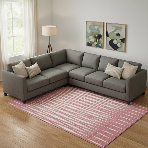 HomeRoots 8' X 10' Blush & Ivory Geometric Area Rug – Stylish, Washable, UV-Protected, Pet-Friendly Design! 670031