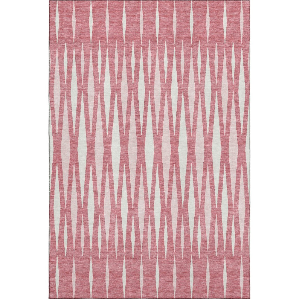 HomeRoots 9' X 12' Blush and Ivory Geometric Area Rug - Washable, UV-Protected, Durable for Busy Homes! 670032