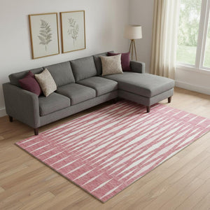HomeRoots 10' X 14' Blush & Ivory Geometric Area Rug - Washable, UV Protected, Stain-Resistant for Homes 670033