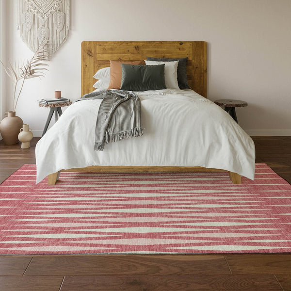 HomeRoots 10' X 14' Blush & Ivory Geometric Area Rug - Washable, UV Protected, Stain-Resistant for Homes 670033