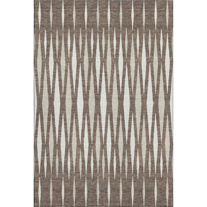 HomeRoots 8' X 10' Brown & Ivory Geometric Area Rug - Washable, UV-Protected, Stain-Resistant for Modern Homes 670037