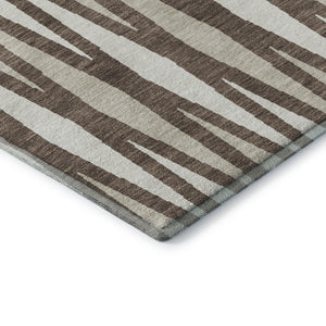 HomeRoots 8' X 10' Brown & Ivory Geometric Area Rug - Washable, UV-Protected, Stain-Resistant for Modern Homes 670037