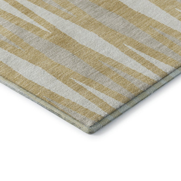 HomeRoots 8' X 10' Gold And Ivory Geometric Area Rug - Washable, UV-Protected, Stylish & Durable for Homes 670043