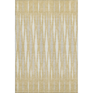 HomeRoots 9' X 12' Gold And Ivory Geometric Area Rug - Washable, Stain-Resistant, UV Protected, and Modern Design 670044