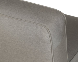 Sunpan CARBONIA Swivel Lounge Chair - Modern Palazzo Taupe Upholstery with Teak Wood Base for Comfort 106657