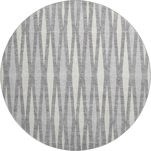 HomeRoots 8' Gray and Ivory Geometric Round Rug – Washable, UV-Protected, Durable for Modern Homes & Spaces 670048