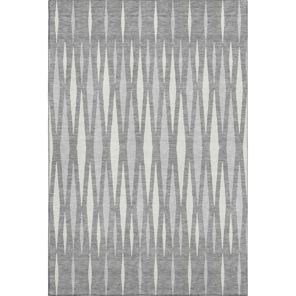 HomeRoots 9' X 12' Gray and Ivory Geometric Area Rug – Washable, UV Protected, Ideal for Modern Homes & Pets 670050