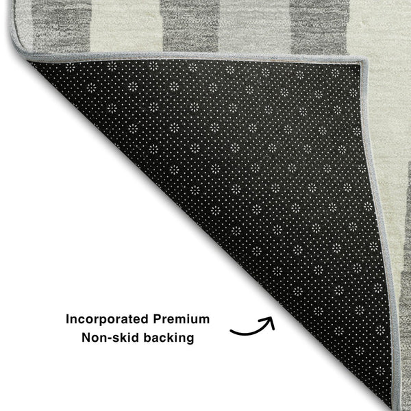 HomeRoots 9' X 12' Gray and Ivory Geometric Area Rug – Washable, UV Protected, Ideal for Modern Homes & Pets 670050
