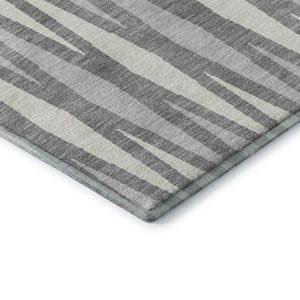 HomeRoots 9' X 12' Gray and Ivory Geometric Area Rug – Washable, UV Protected, Ideal for Modern Homes & Pets 670050