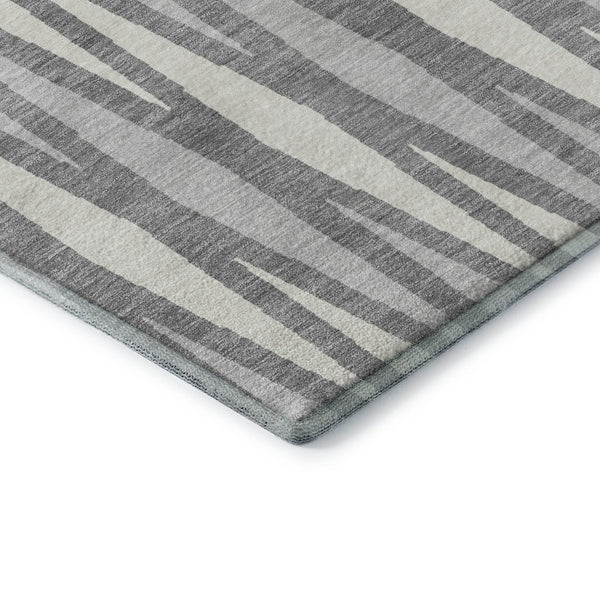 HomeRoots 9' X 12' Gray and Ivory Geometric Area Rug – Washable, UV Protected, Ideal for Modern Homes & Pets 670050