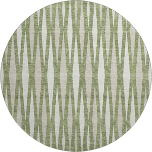 HomeRoots 8' Green and Ivory Geometric Washable Round Rug - Stylish, Durable, UV-Protected for Every Home 670054