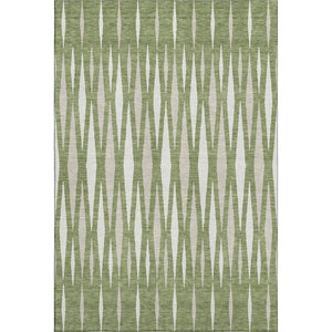 HomeRoots 8' X 10' Washable Green and Ivory Geometric Area Rug - Durable, Stain-Resistant, UV Protected Design 670055