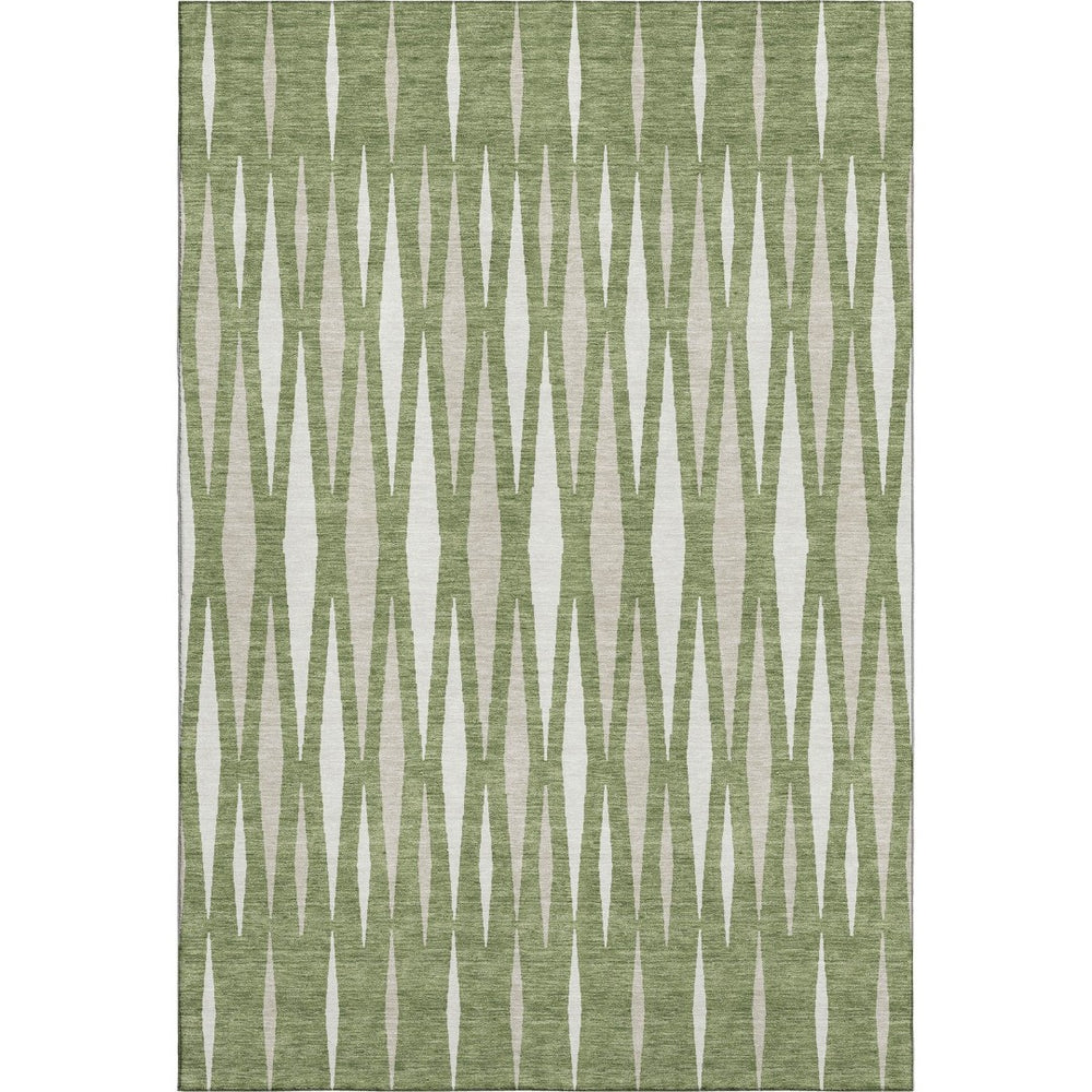 HomeRoots 10' X 14' Green And Ivory Geometric Washable Area Rug – UV Protected, Stylish & Durable for Any Space 670057