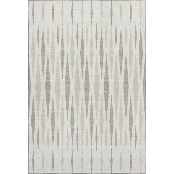 HomeRoots 8' X 10' Ivory & Beige Geometric Area Rug - Washable, UV Protected, Stain Resistant for Family Homes 670061