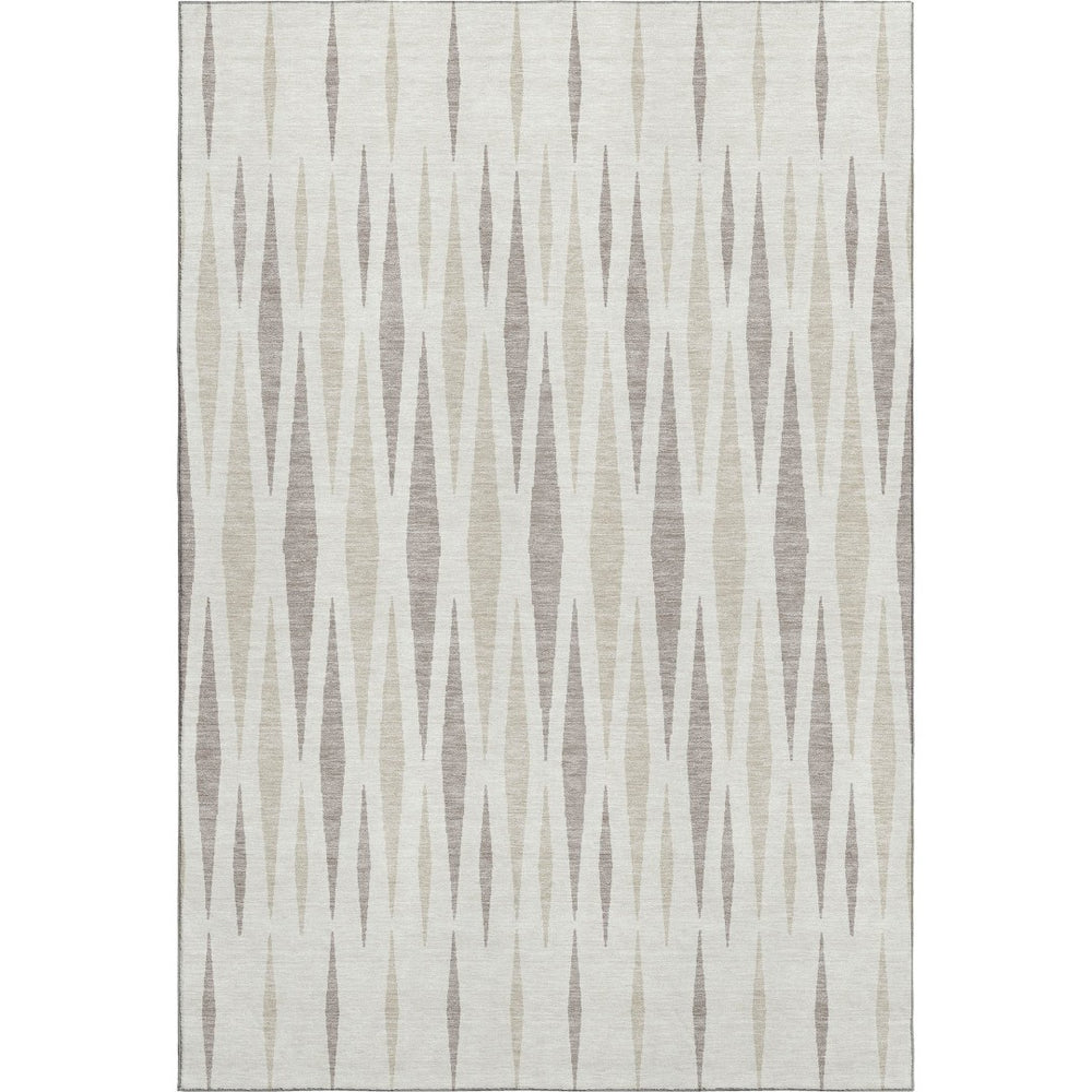 HomeRoots 10' X 14' Ivory And Beige Geometric Area Rug – Durable, Washable, UV Resistant for Family Spaces 670063