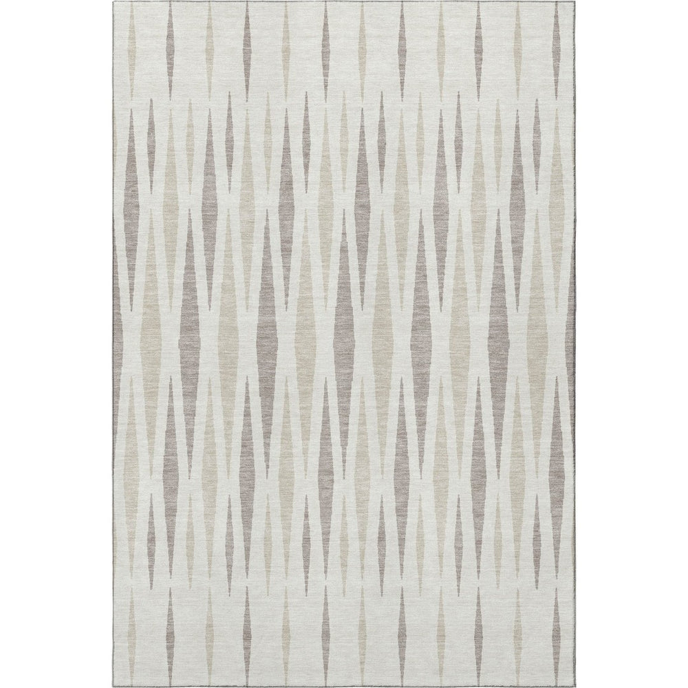 HomeRoots 10' X 14' Ivory And Beige Geometric Area Rug – Durable, Washable, UV Resistant for Family Spaces 670063