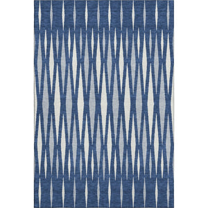 HomeRoots 10' X 14' Navy Blue & Ivory Geometric Area Rug - Washable, UV Protected, Stain-Resistant Design 670069
