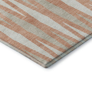 HomeRoots 8' Salmon and Ivory Geometric Round Rug - Washable, UV Protected, Stain Resistant for Busy Homes 670072