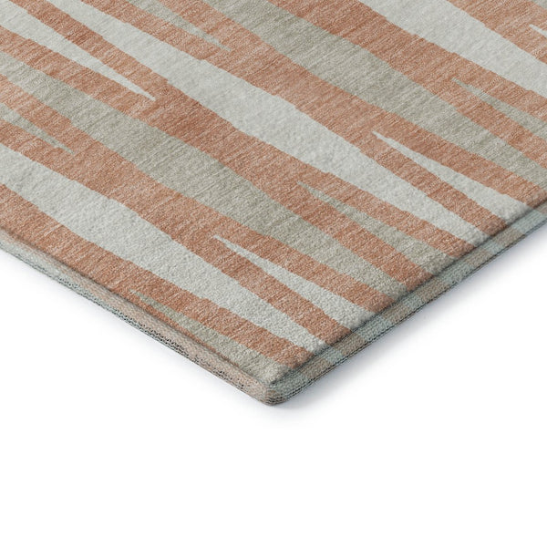HomeRoots 8' Salmon and Ivory Geometric Round Rug - Washable, UV Protected, Stain Resistant for Busy Homes 670072