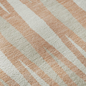 HomeRoots 8' Salmon and Ivory Geometric Round Rug - Washable, UV Protected, Stain Resistant for Busy Homes 670072