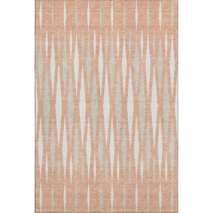 HomeRoots 8' X 10' Salmon and Ivory Geometric Area Rug - Washable, UV Protected, Durable for Modern Homes 670073